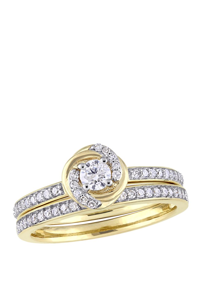 2 Piece 1/2 ct. t.w. Diamond Swirl Bridal Ring Set in 10k Yellow Gold 