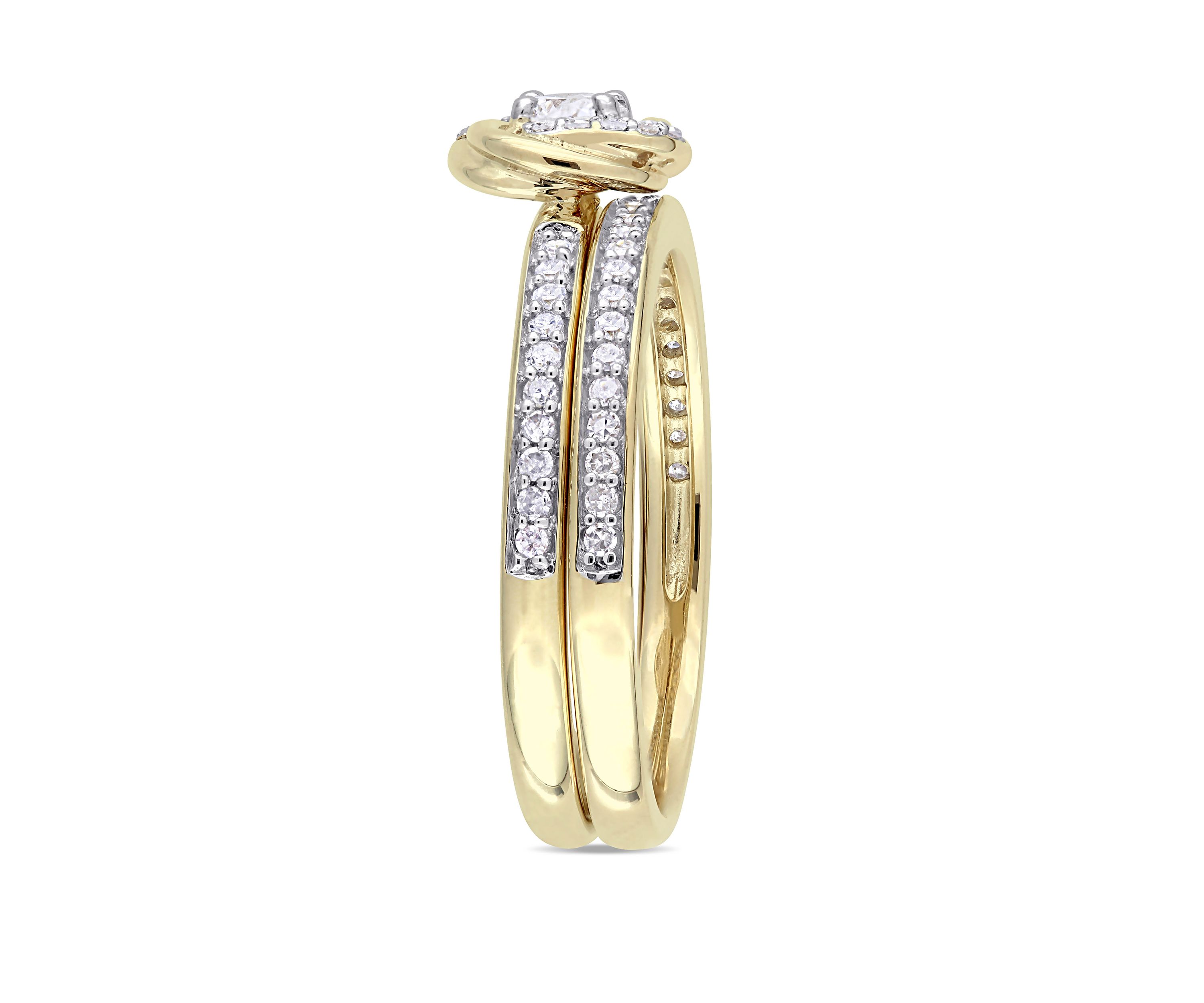 2 Piece 1/2 ct. t.w. Diamond Swirl Bridal Ring Set in 10k Yellow Gold 