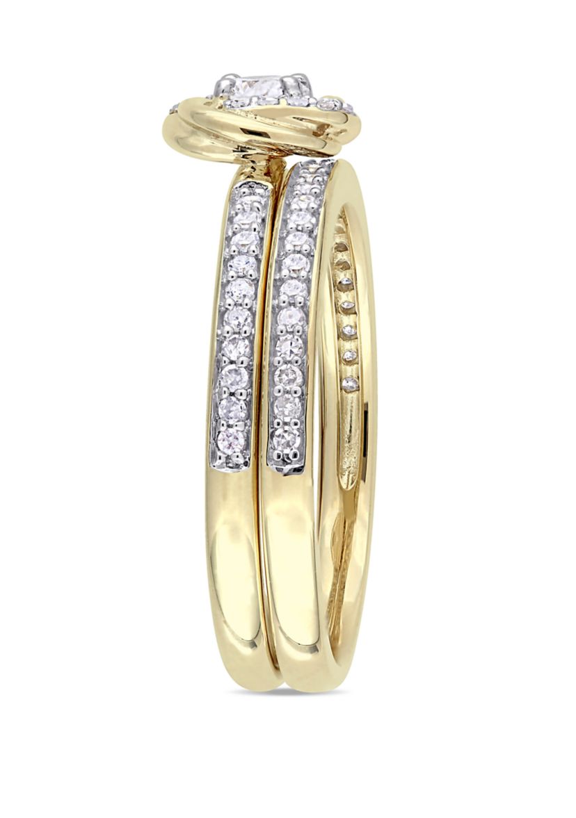 2 Piece 1/2 ct. t.w. Diamond Swirl Bridal Ring Set in 10k Yellow Gold 