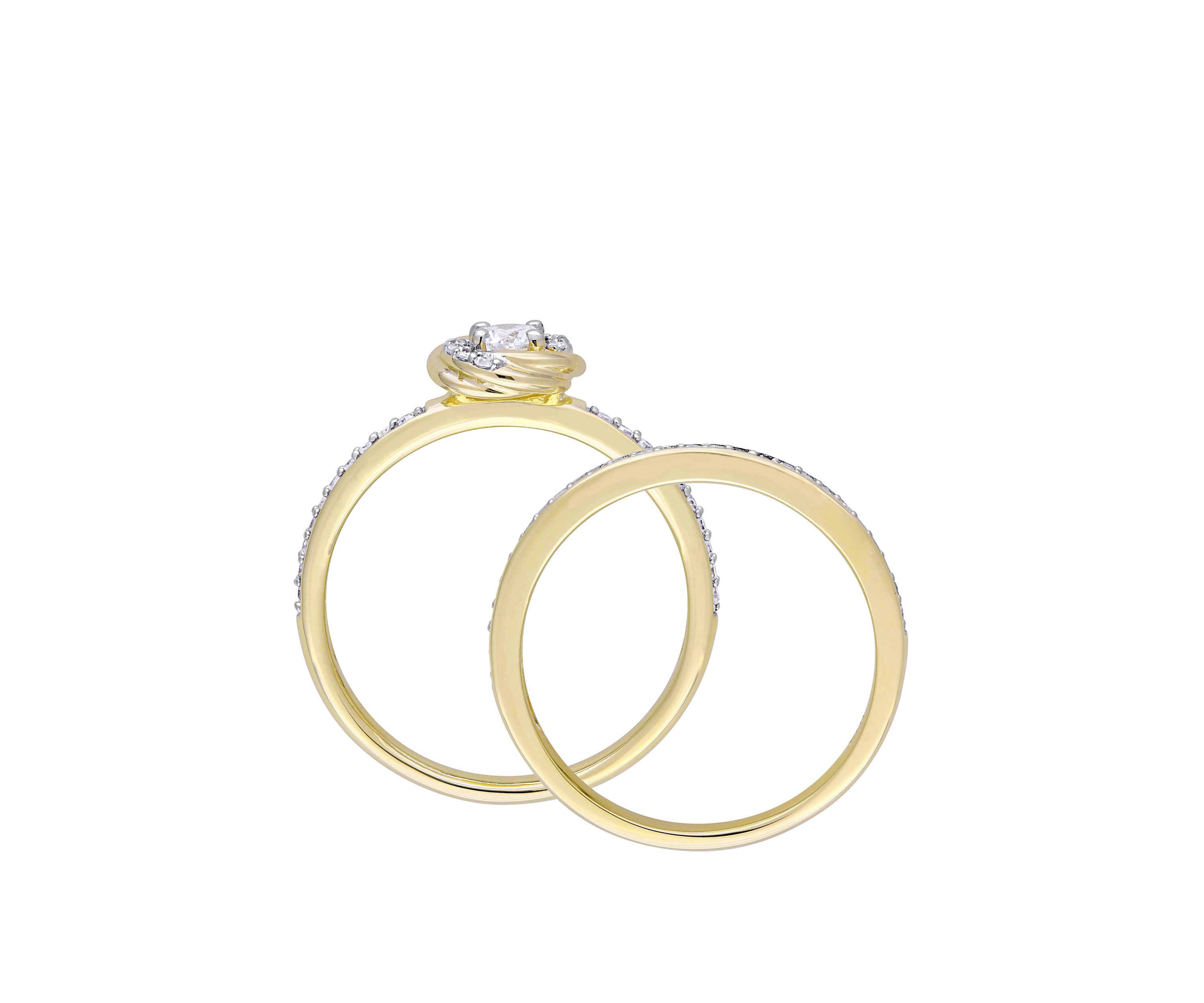 2 Piece 1/2 ct. t.w. Diamond Swirl Bridal Ring Set in 10k Yellow Gold 