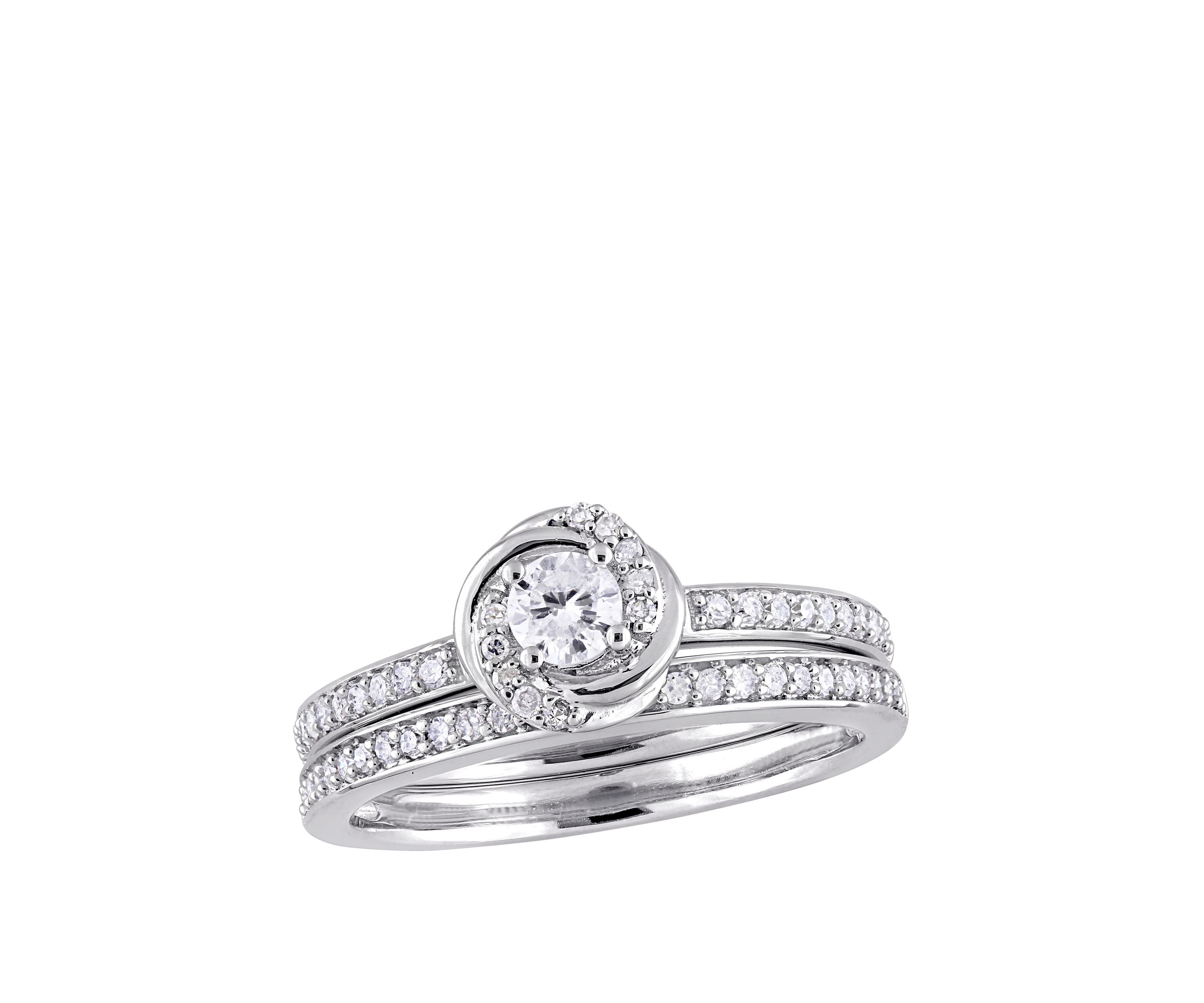  2 Piece 1/2 ct. t.w. Diamond Swirl Bridal Ring Set in 10k White Gold