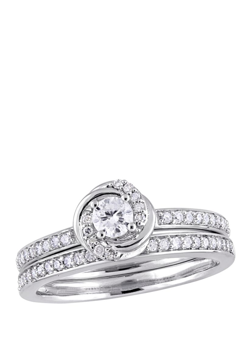  2 Piece 1/2 ct. t.w. Diamond Swirl Bridal Ring Set in 10k White Gold