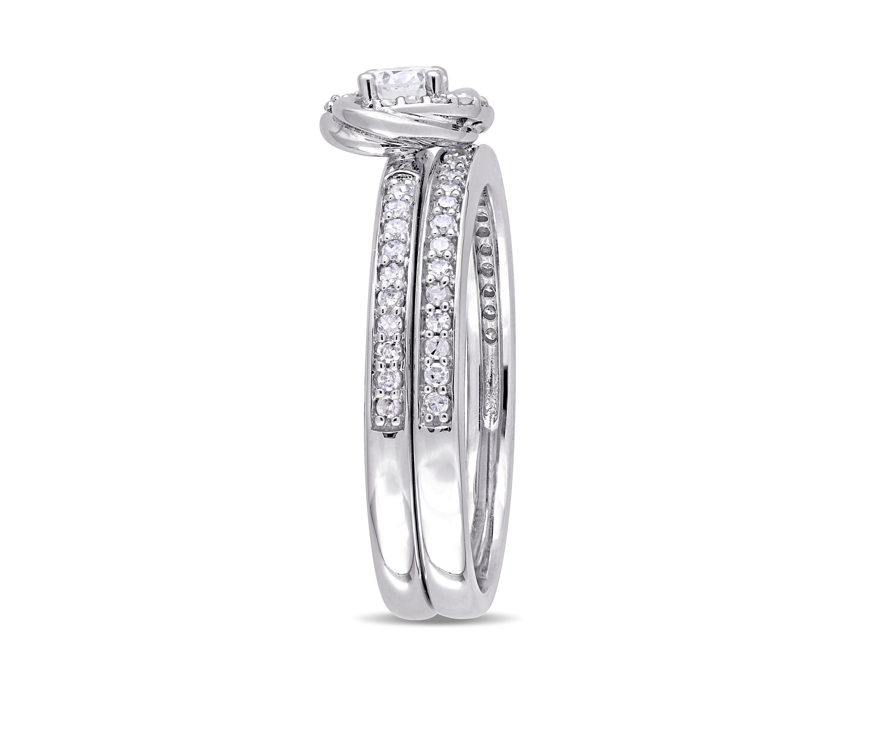  2 Piece 1/2 ct. t.w. Diamond Swirl Bridal Ring Set in 10k White Gold