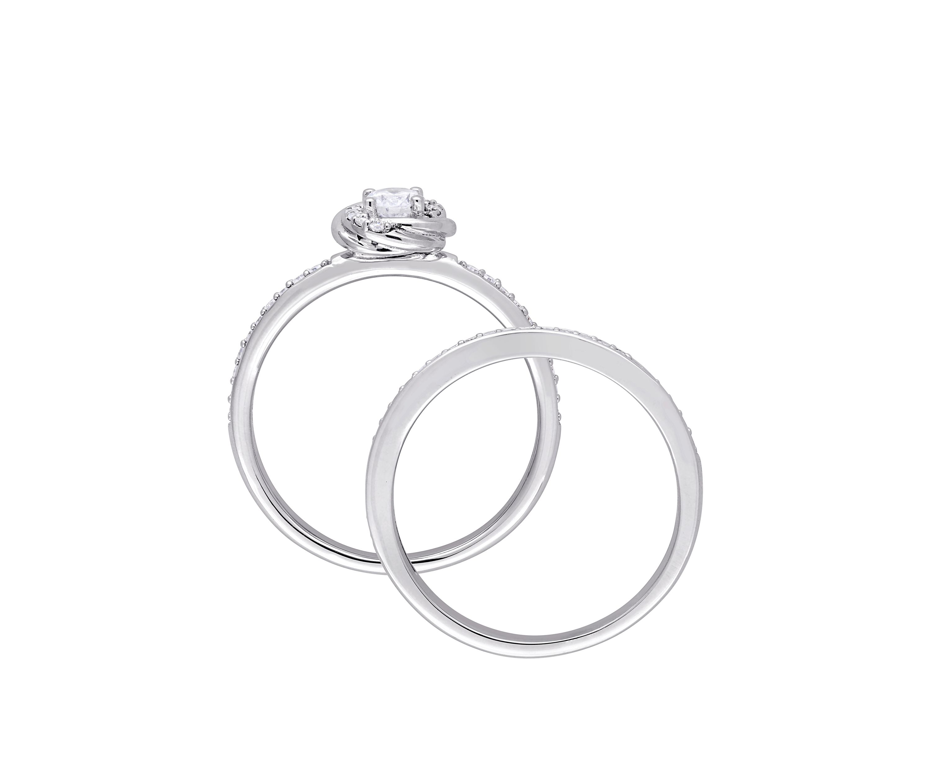  2 Piece 1/2 ct. t.w. Diamond Swirl Bridal Ring Set in 10k White Gold