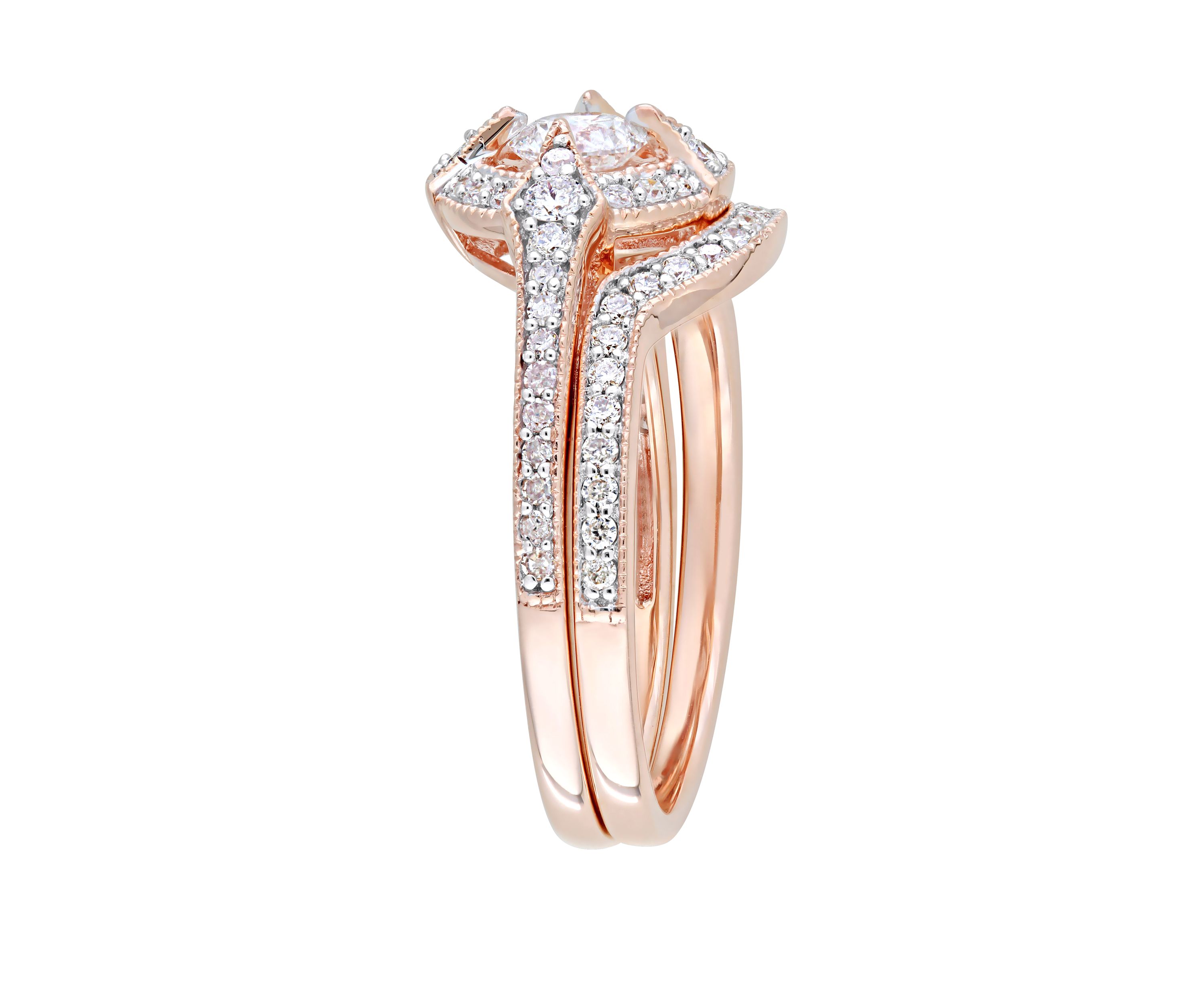 2 Piece 3/4 ct. t.w. Diamond Openwork Bridal Set in 10k Rose Gold