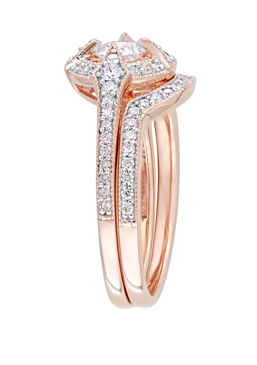 2 Piece 3/4 ct. t.w. Diamond Openwork Bridal Set in 10k Rose Gold