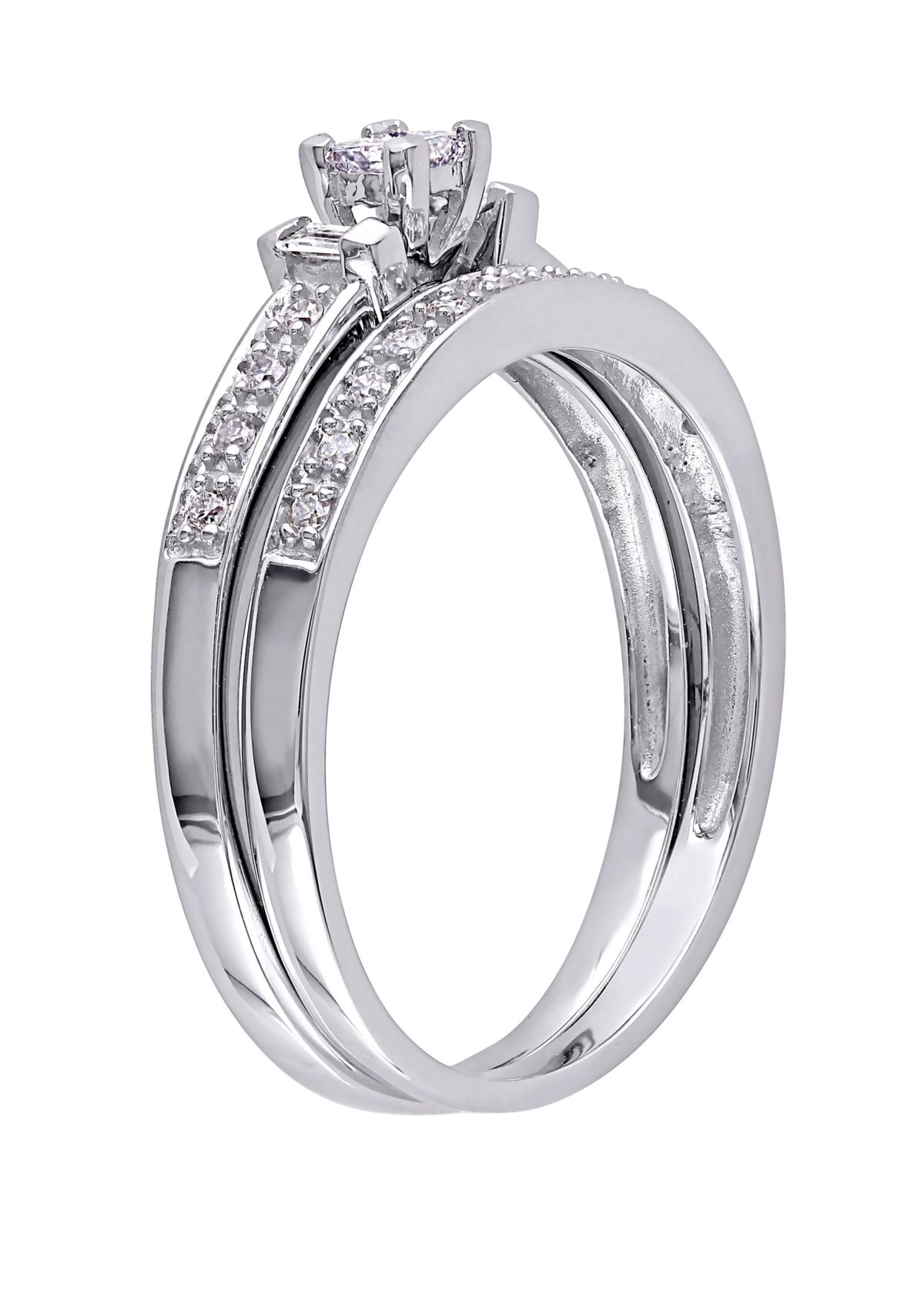 2 Piece 1/3 ct. t.w. Diamond Princess Cut Bridal Set in 10k White Gold
