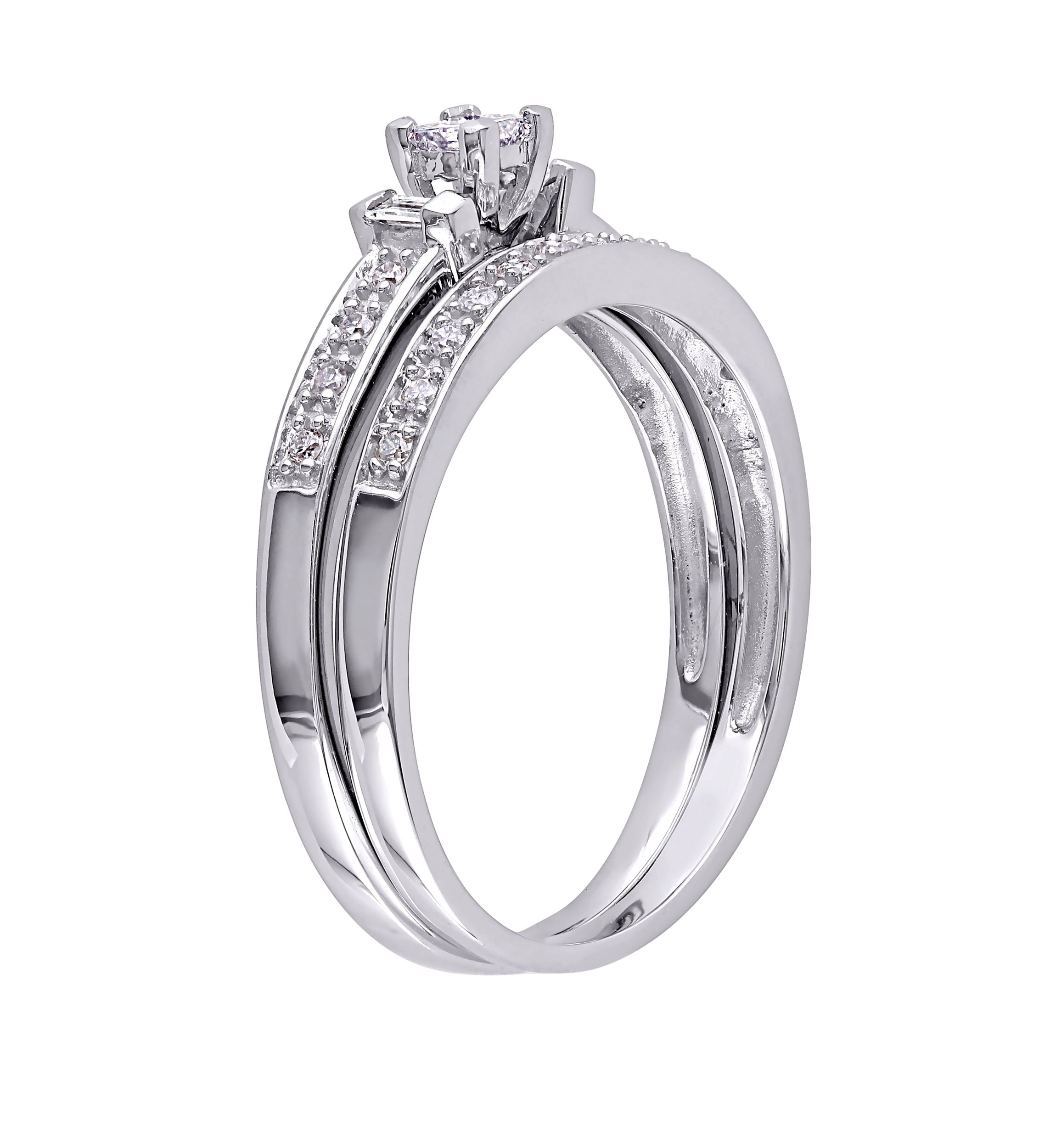 2 Piece 1/3 ct. t.w. Diamond Princess Cut Bridal Set in 10k White Gold
