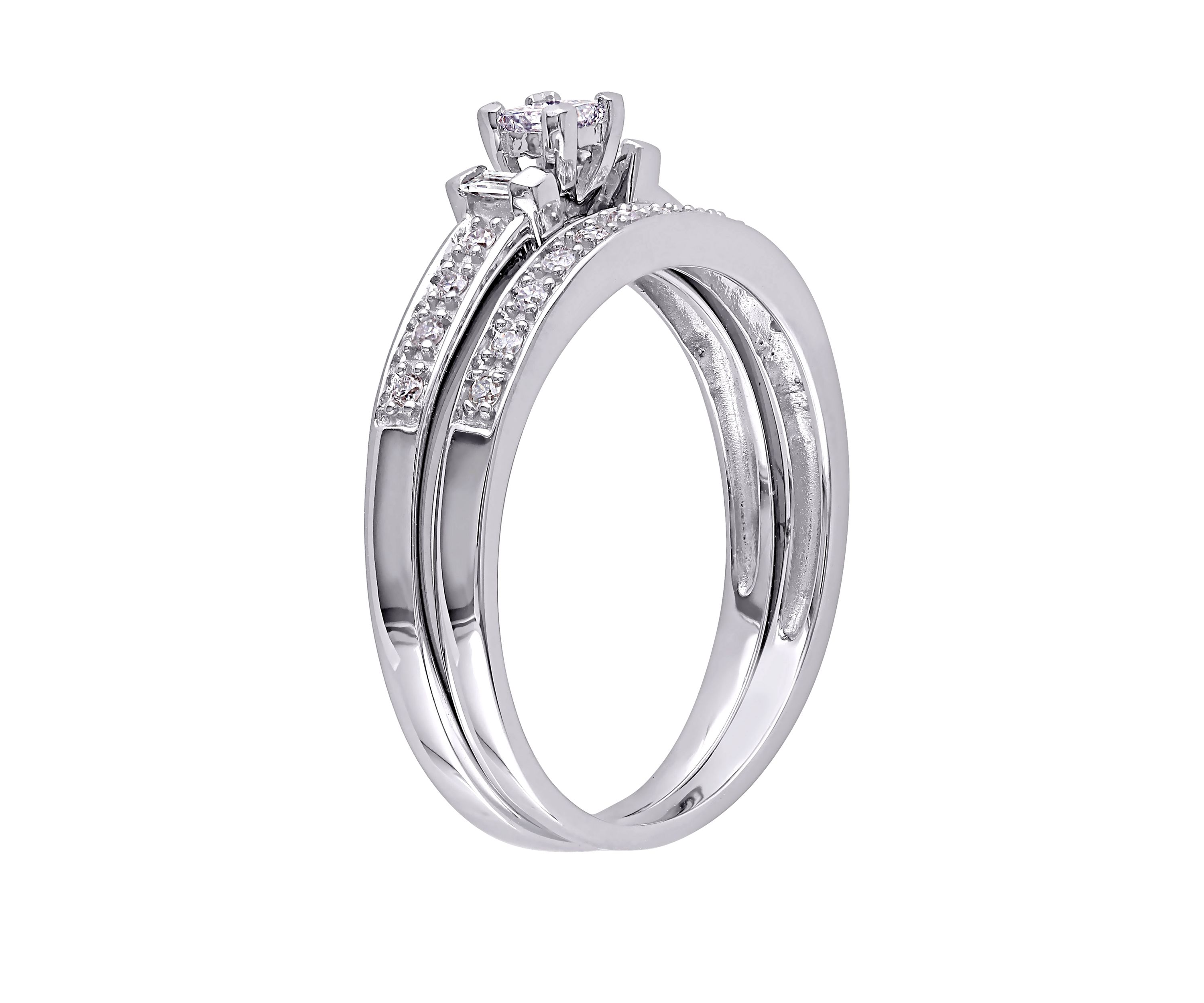 2 Piece 1/3 ct. t.w. Diamond Princess Cut Bridal Set in 10k White Gold