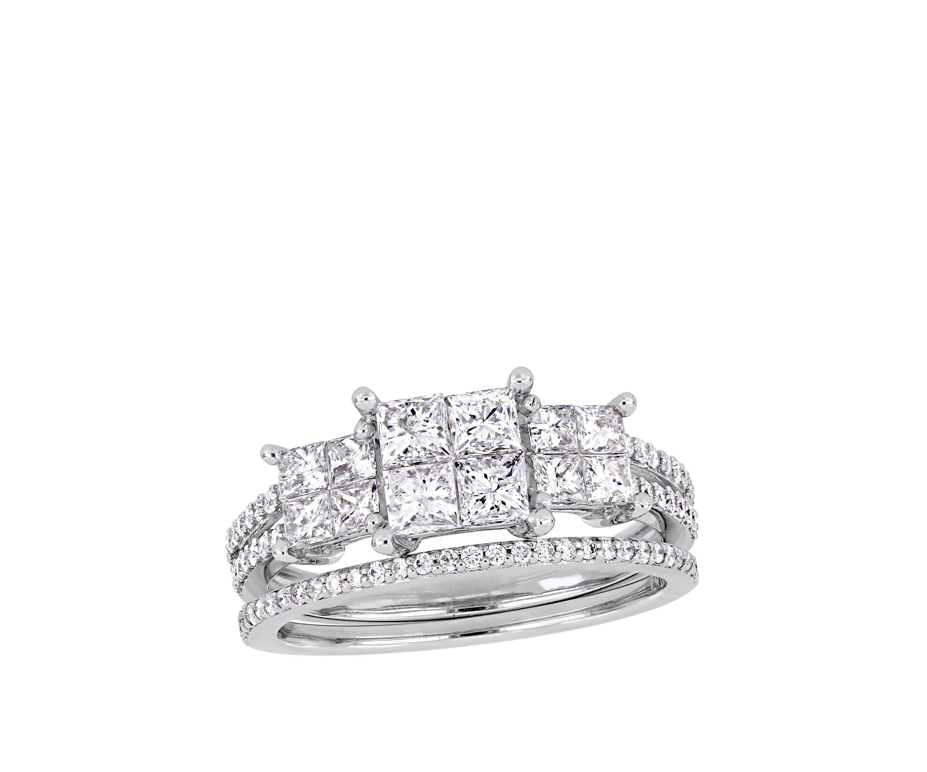 2 Piece 1.33 ct. t.w. Diamond Bridal Ring Set in 14k White Gold 