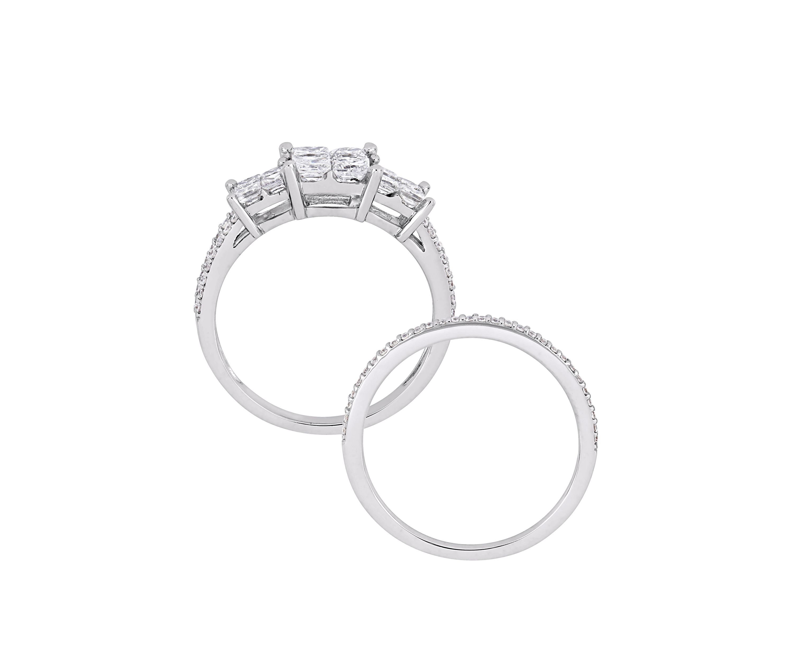 2 Piece 1.33 ct. t.w. Diamond Bridal Ring Set in 14k White Gold 