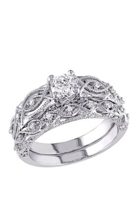 Belk & Co 3/4 ct. t.w. Diamond Vintage Filigree Bridal Set, White, 6 -  0686692160101