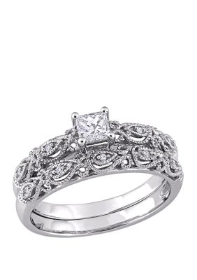 Belk & Co 1/3 ct. Diamond Princess Vintage Bridal Set, 70% Off