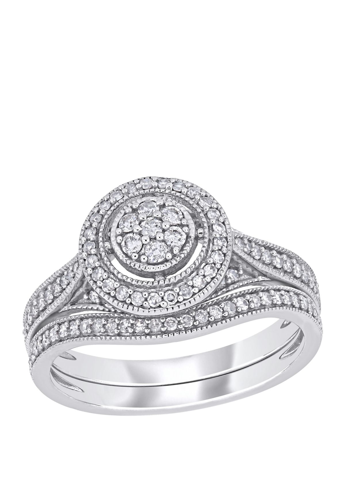 2/5 ct. t.w. Diamond Halo Bridal Set