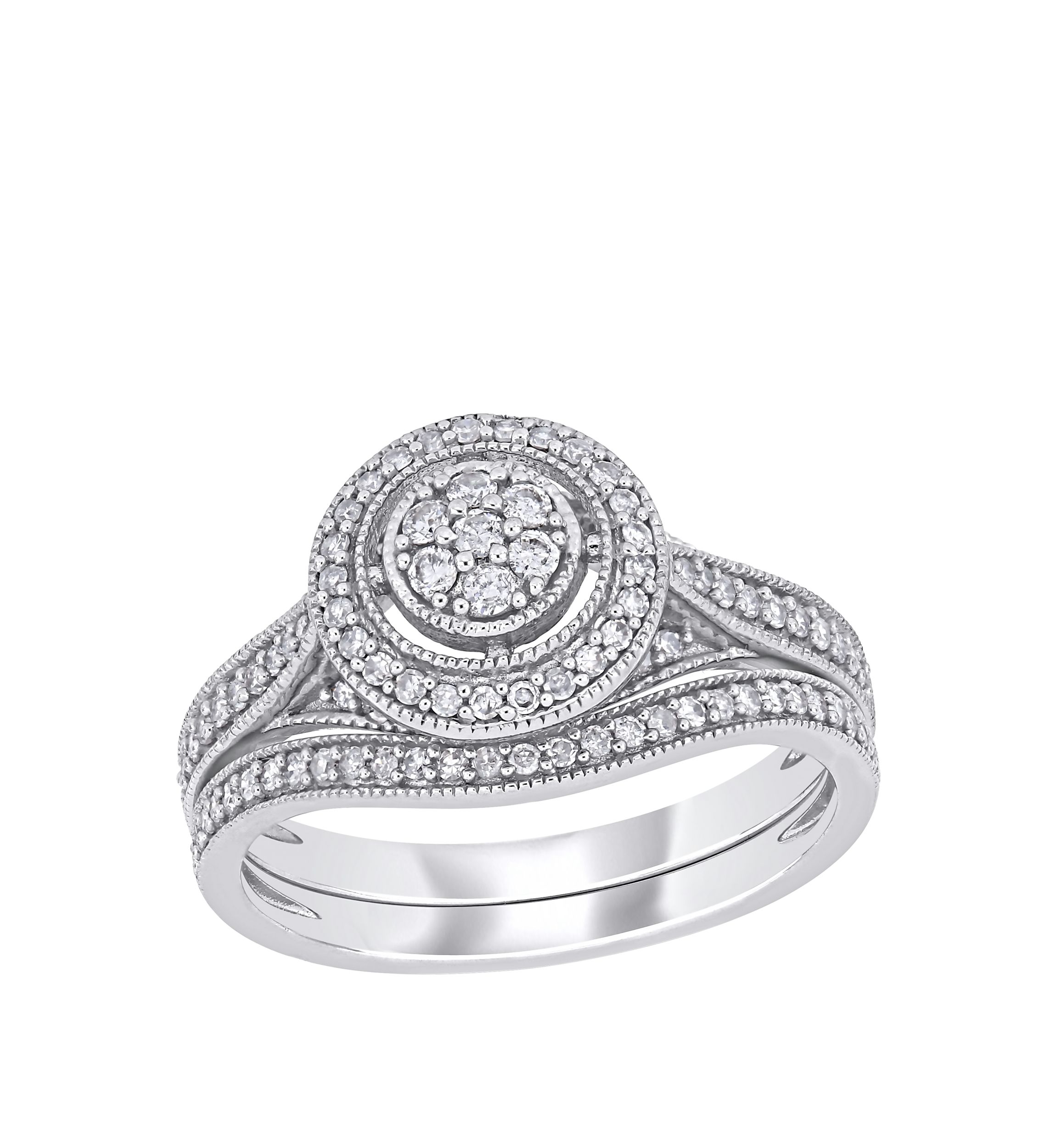 2/5 ct. t.w. Diamond Halo Bridal Set