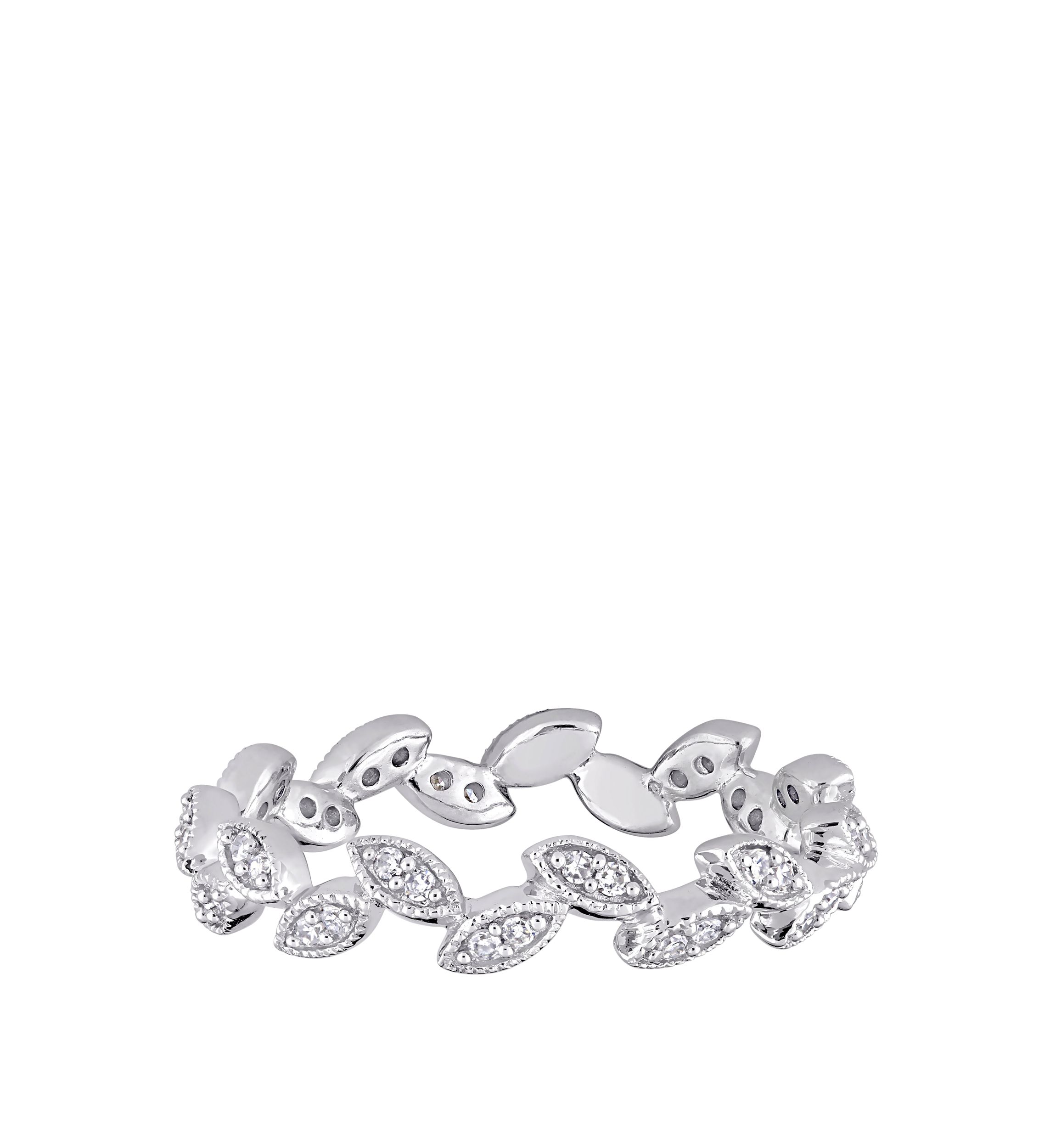 1/4 ct. t.w. Diamond Leaf Ring in 10k White Gold
