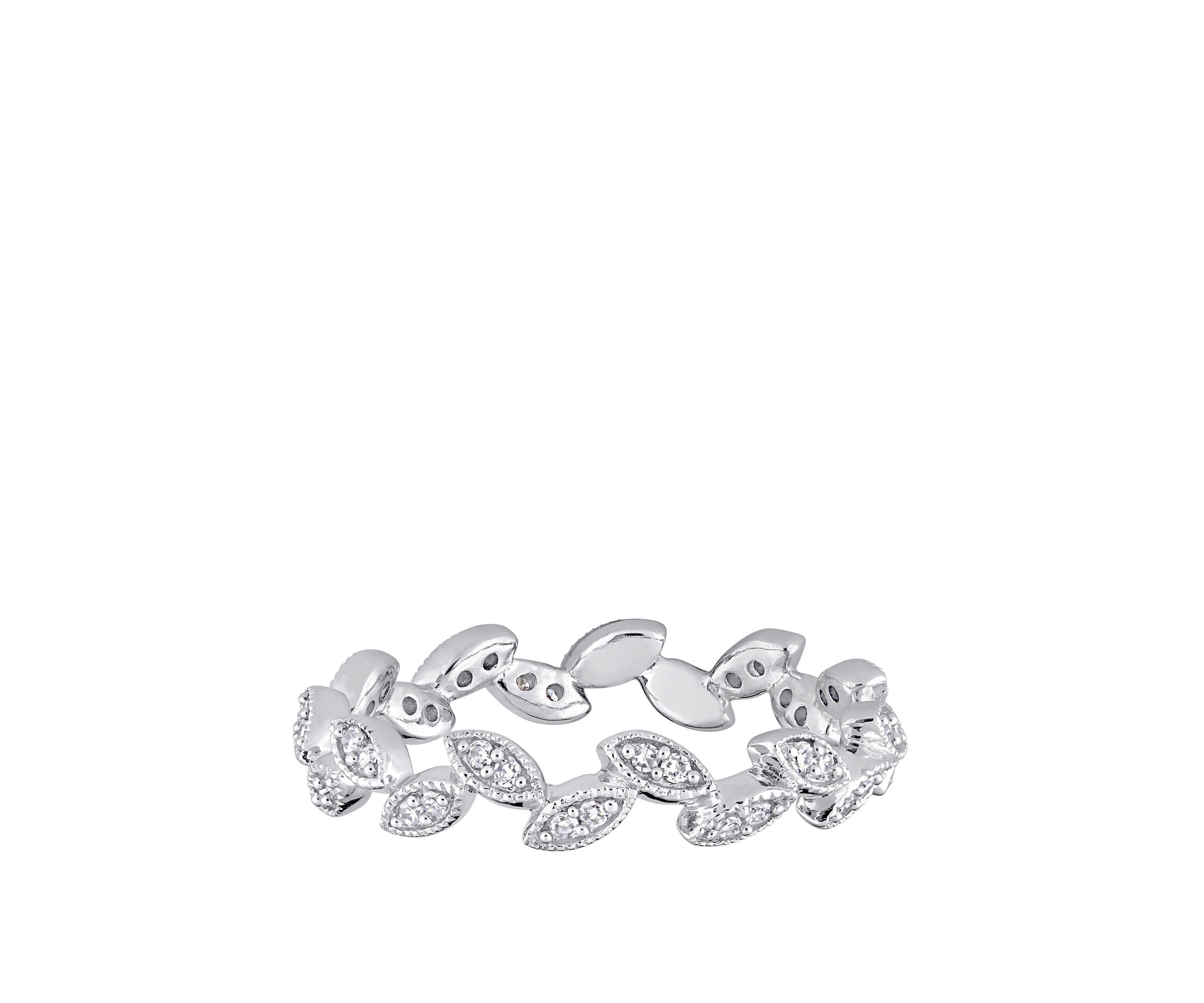 1/4 ct. t.w. Diamond Leaf Ring in 10k White Gold