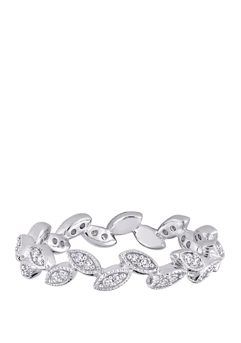 1/4 ct. t.w. Diamond Leaf Ring in 10k White Gold