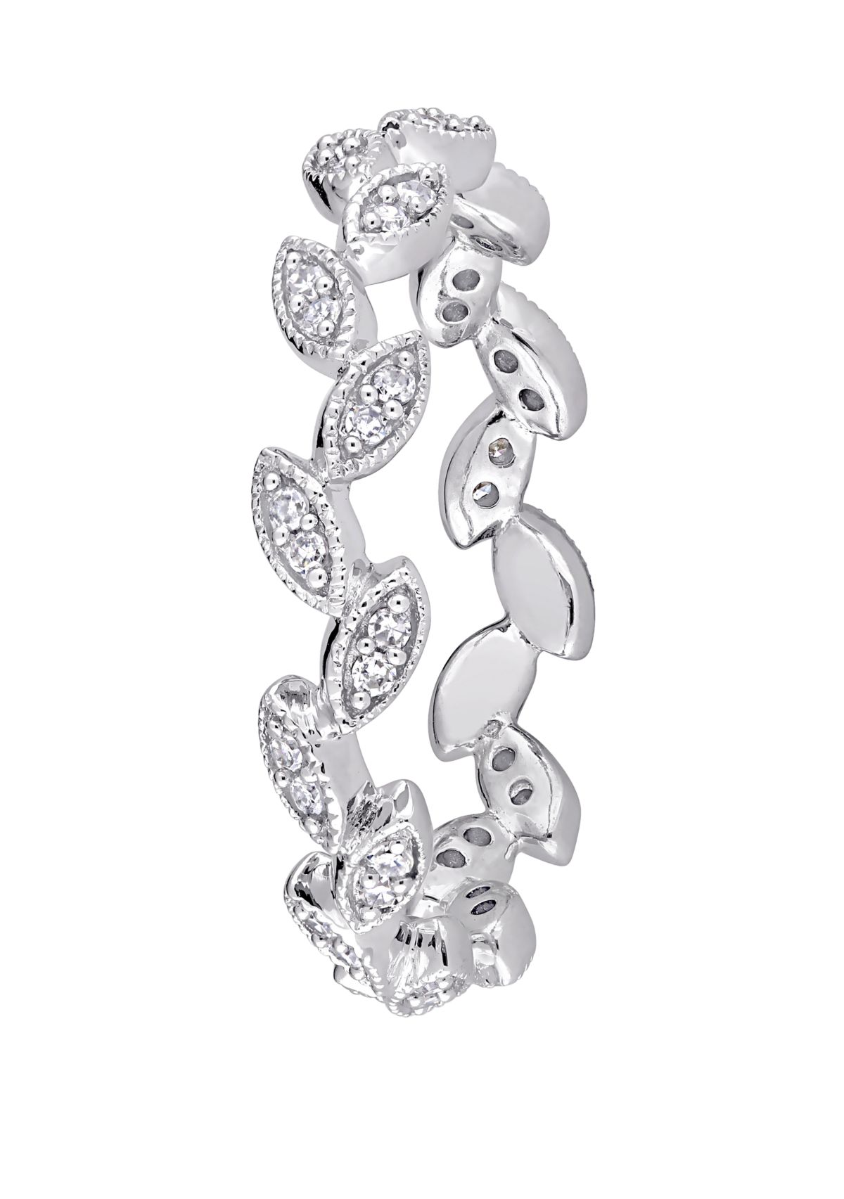 1/4 ct. t.w. Diamond Leaf Ring in 10k White Gold