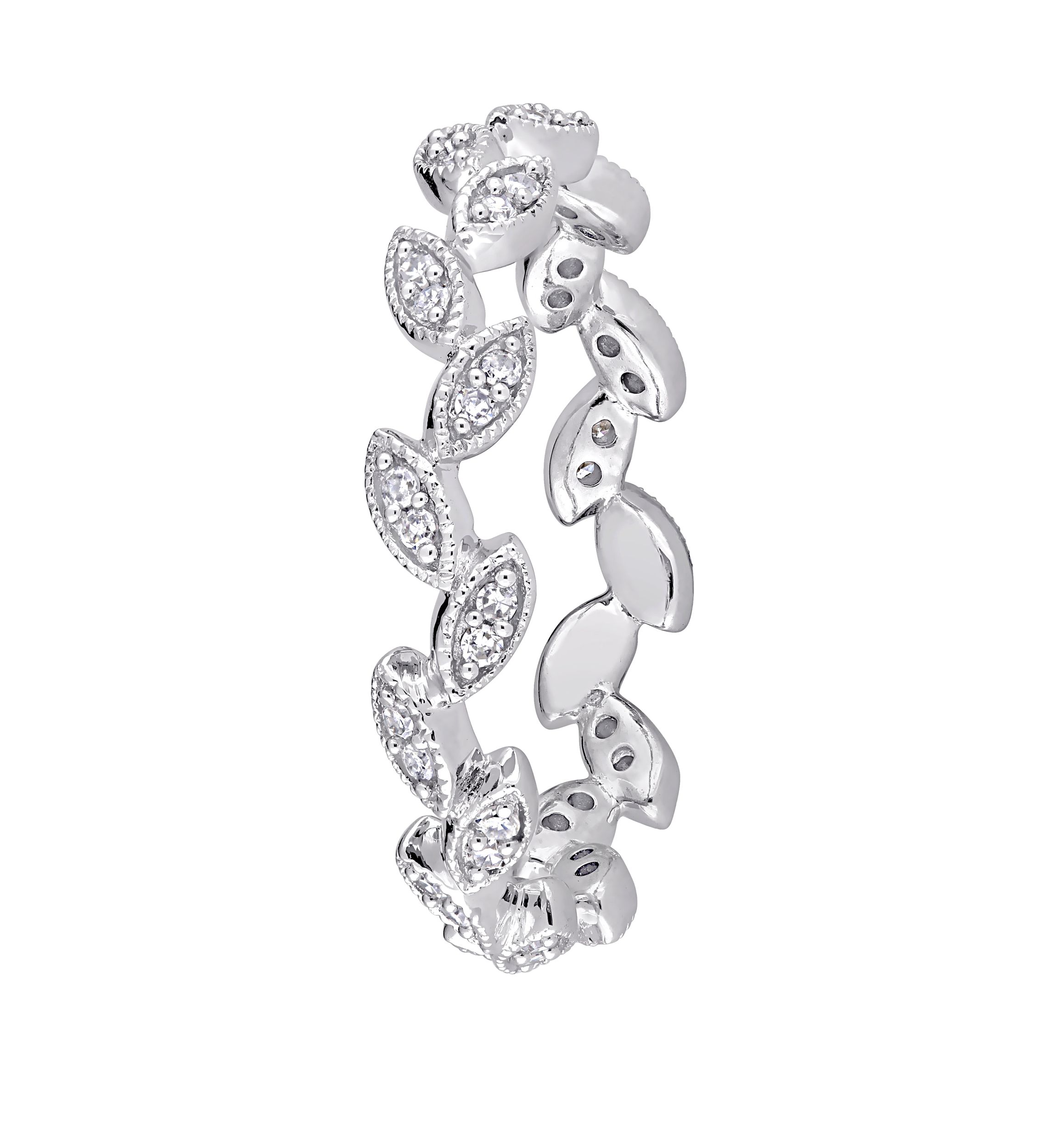 1/4 ct. t.w. Diamond Leaf Ring in 10k White Gold