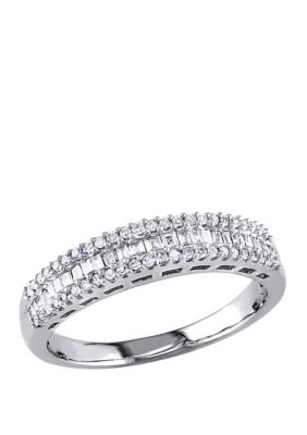 Belk & Co 1/3 Ct. T.w. Baguette And Round Diamond Anniversary Band In 14K White Gold