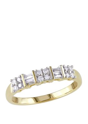 Belk & Co 1/4 ct. t.w. Baguette and Round Diamond Anniversary Band in 10k Yellow Gold, 6