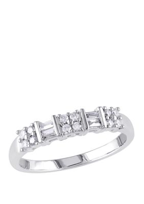 Belk & Co 1/4 Ct. T.w. Baguette And Round Diamond Anniversary Band In 10K White Gold