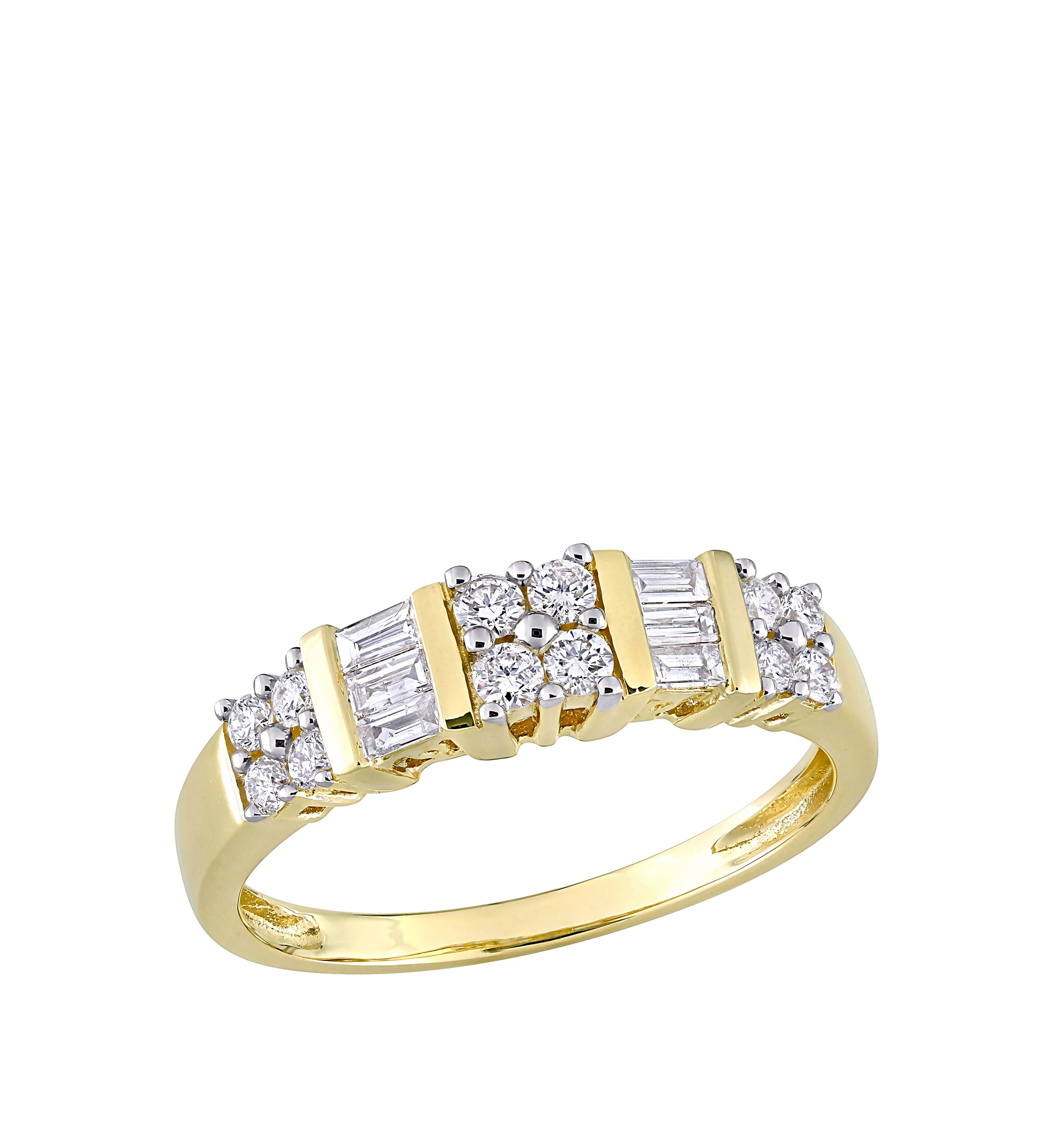  Baguette and Round  1/2 ct. t.w. Diamond Anniversary Band in 14K Yellow Gold