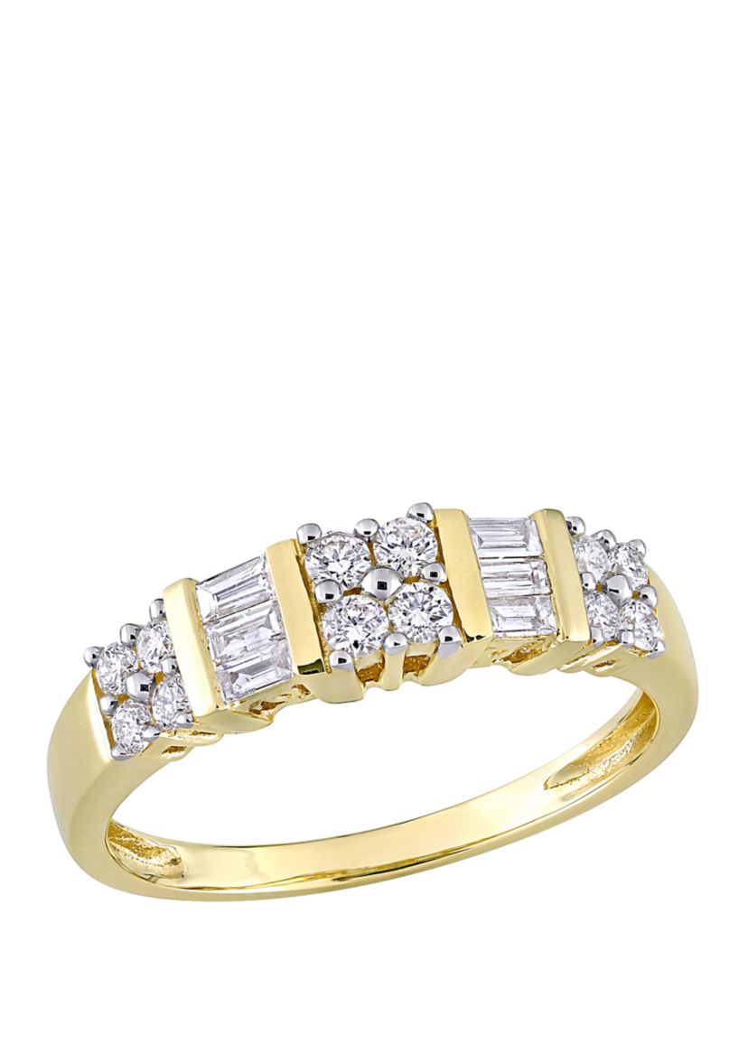  Baguette and Round  1/2 ct. t.w. Diamond Anniversary Band in 14K Yellow Gold