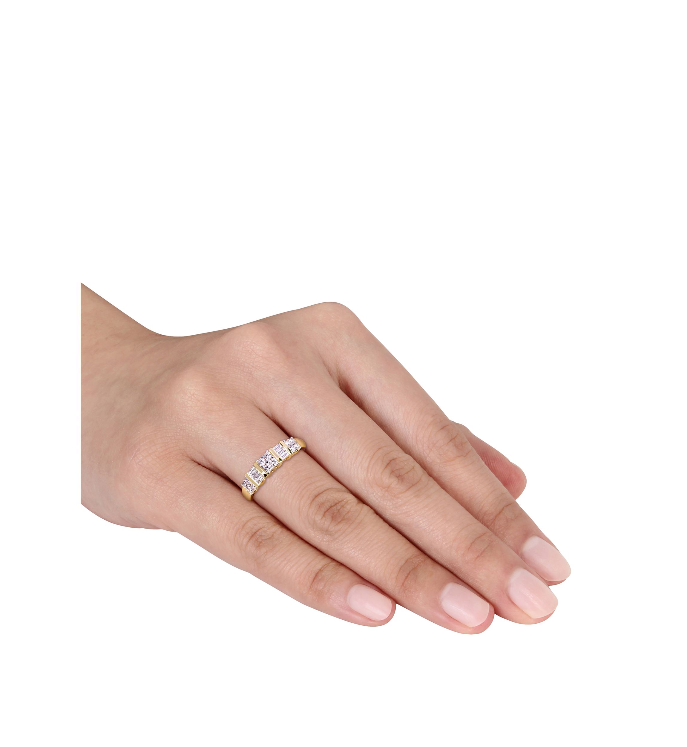  Baguette and Round  1/2 ct. t.w. Diamond Anniversary Band in 14K Yellow Gold
