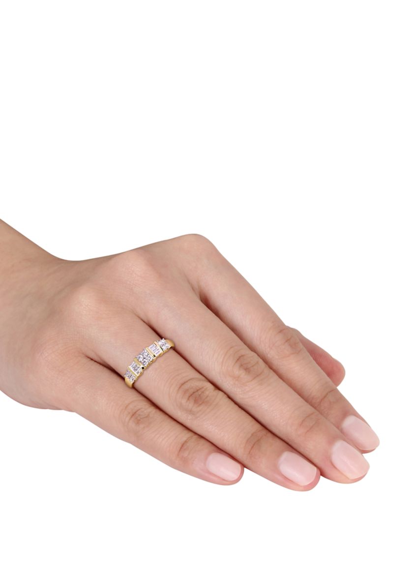  Baguette and Round  1/2 ct. t.w. Diamond Anniversary Band in 14K Yellow Gold