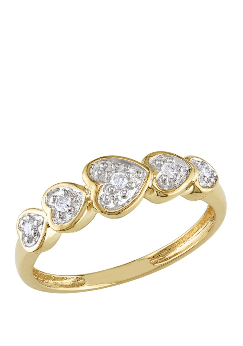 1/10 ct. t.w. Diamond Accent Heart Ring in 10K Yellow Gold