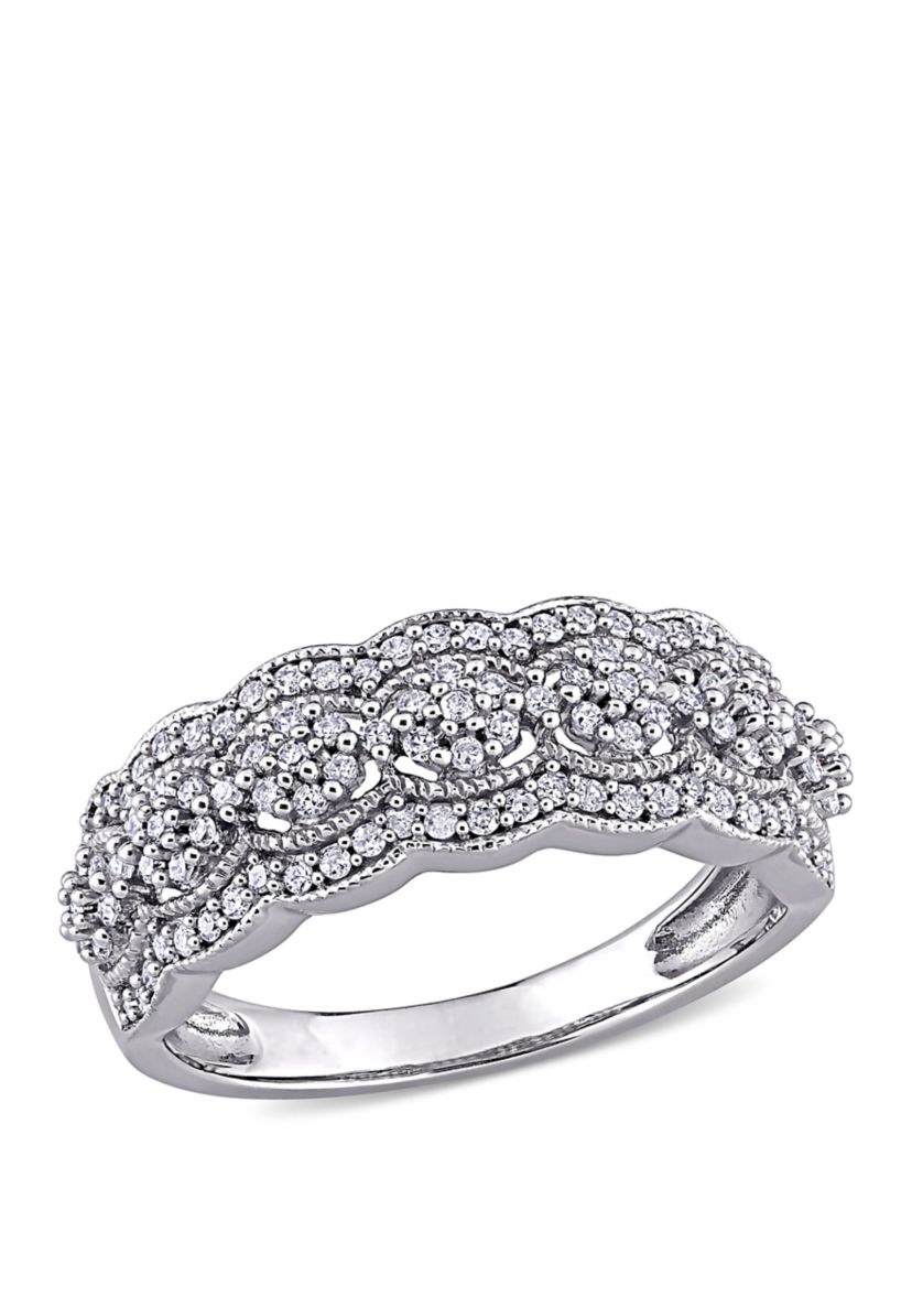 Diamond Vintage Anniversary Band in 10K White Gold