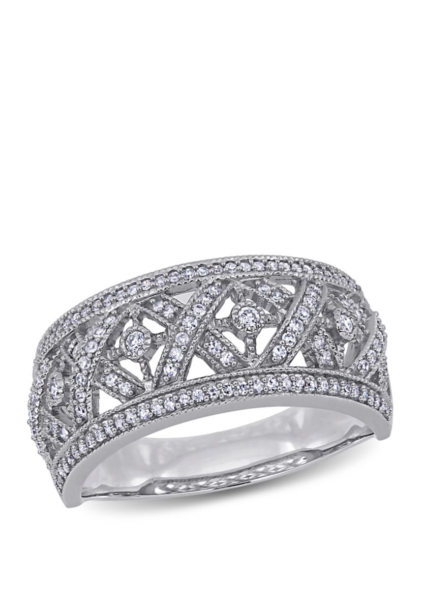 Diamond Filigree Ring in 10K White Gold