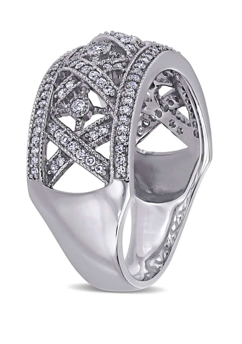 Diamond Filigree Ring in 10K White Gold