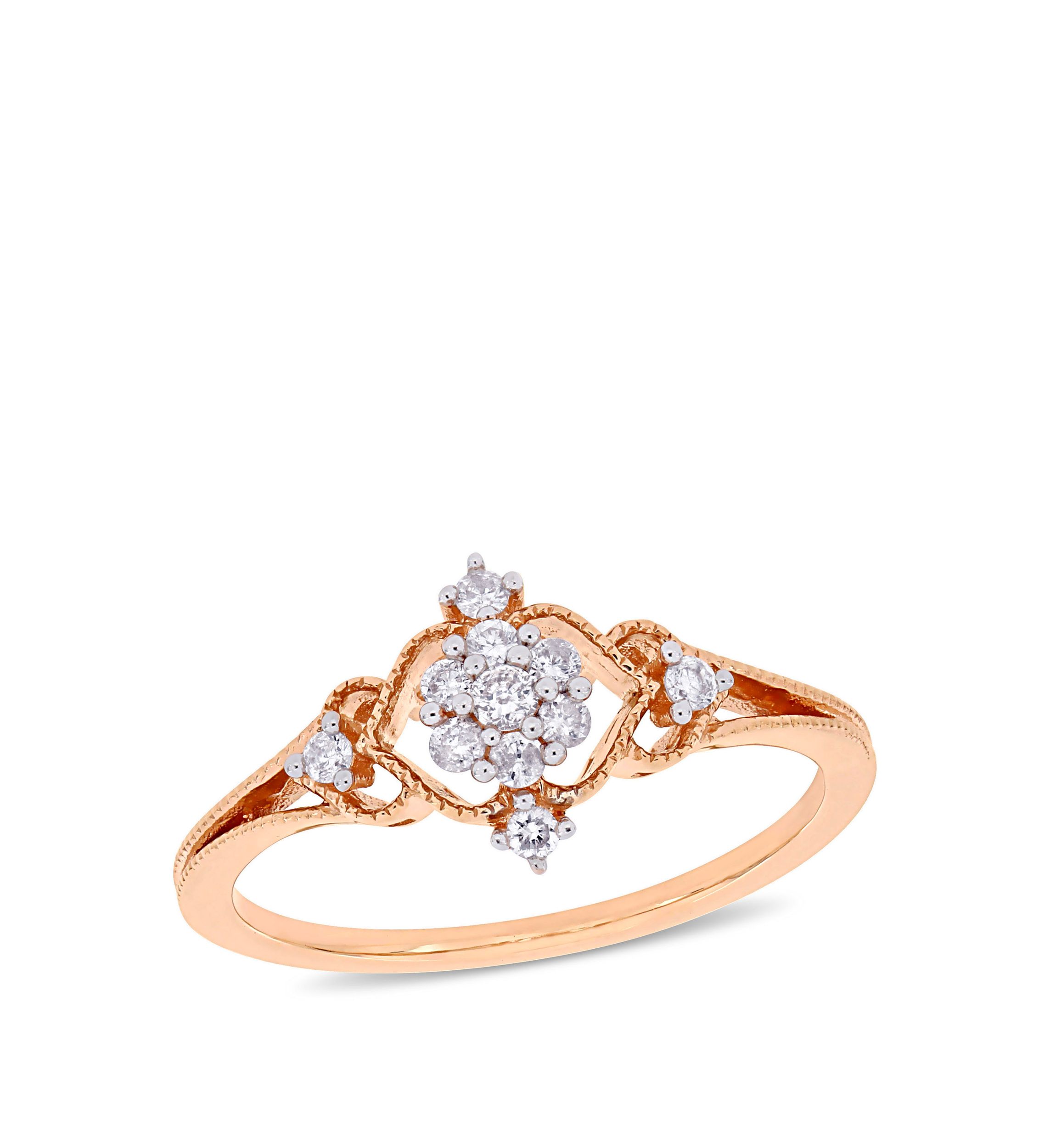 Diamond Cluster Vintage Ring in 10K Rose Gold
