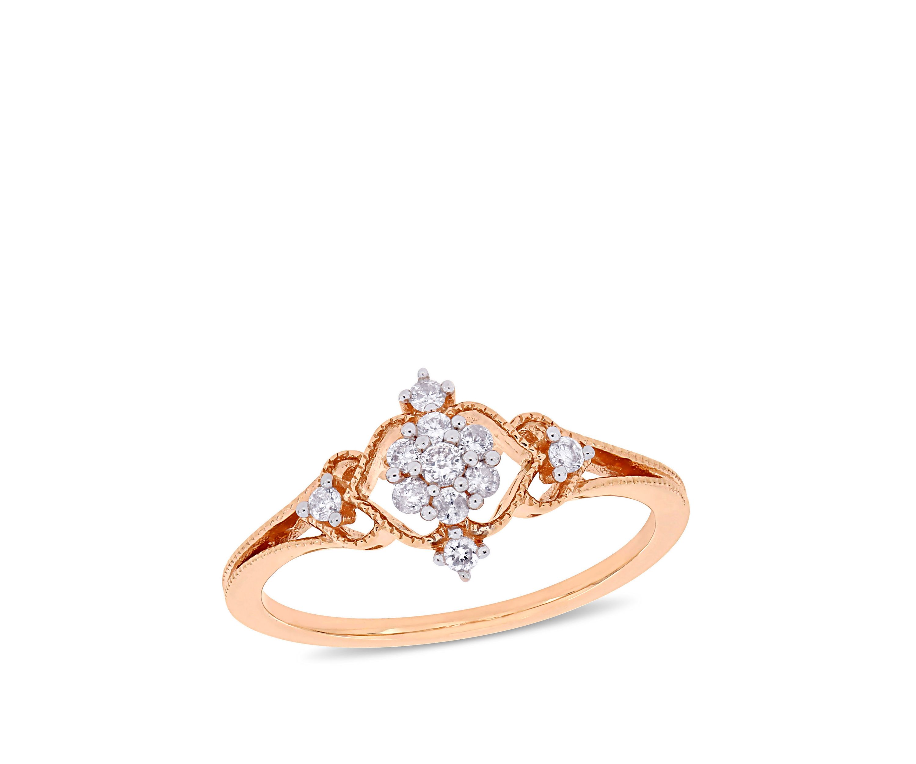 Diamond Cluster Vintage Ring in 10K Rose Gold