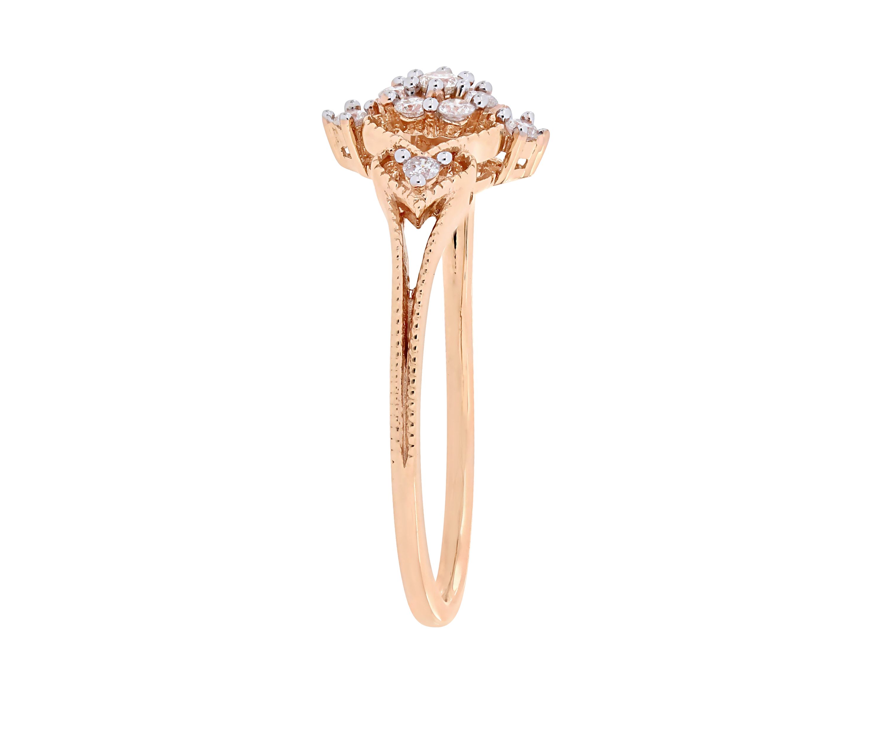 Diamond Cluster Vintage Ring in 10K Rose Gold