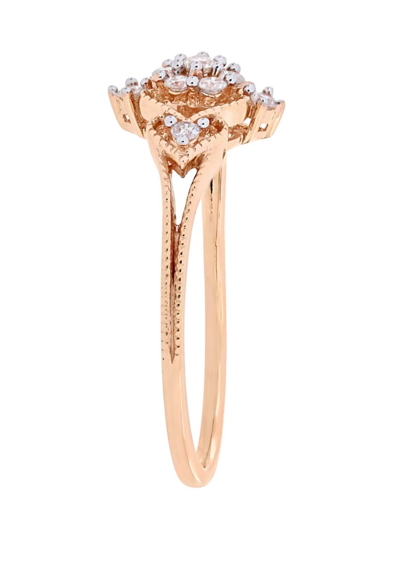 Diamond Cluster Vintage Ring in 10K Rose Gold