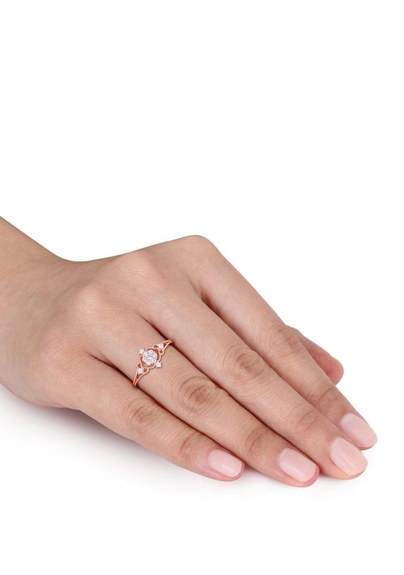 Diamond Cluster Vintage Ring in 10K Rose Gold