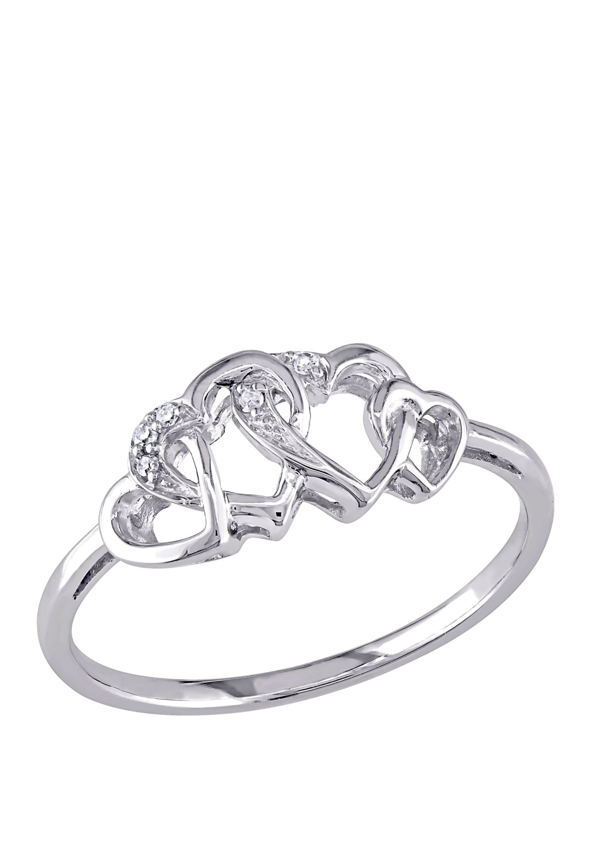 Diamond Accent Interlocked Heart Ring in 10K White Gold