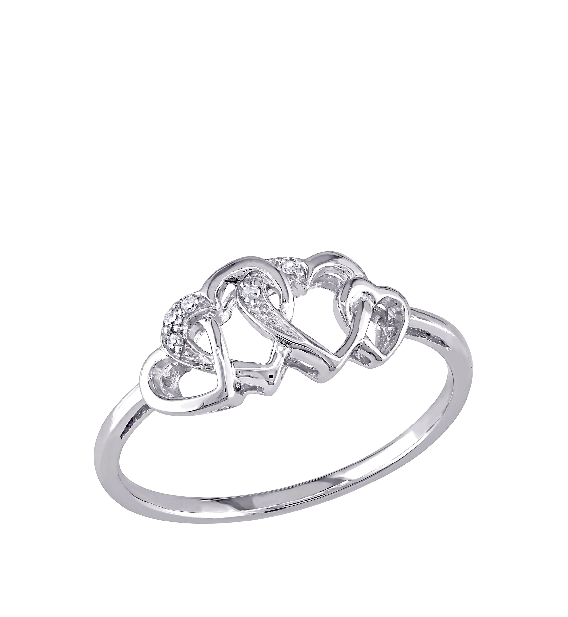 Diamond Accent Interlocked Heart Ring in 10K White Gold