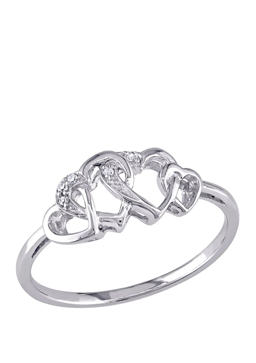 Diamond Accent Interlocked Heart Ring in 10K White Gold
