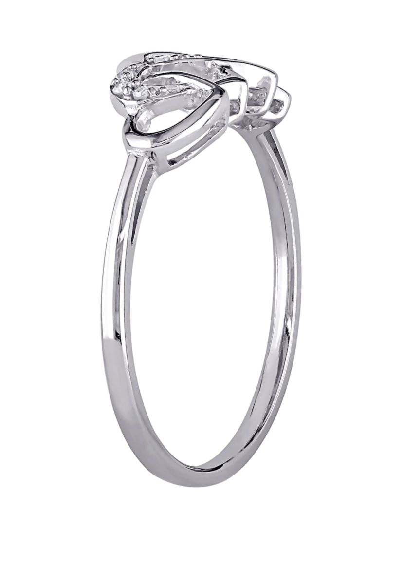 Diamond Accent Interlocked Heart Ring in 10K White Gold