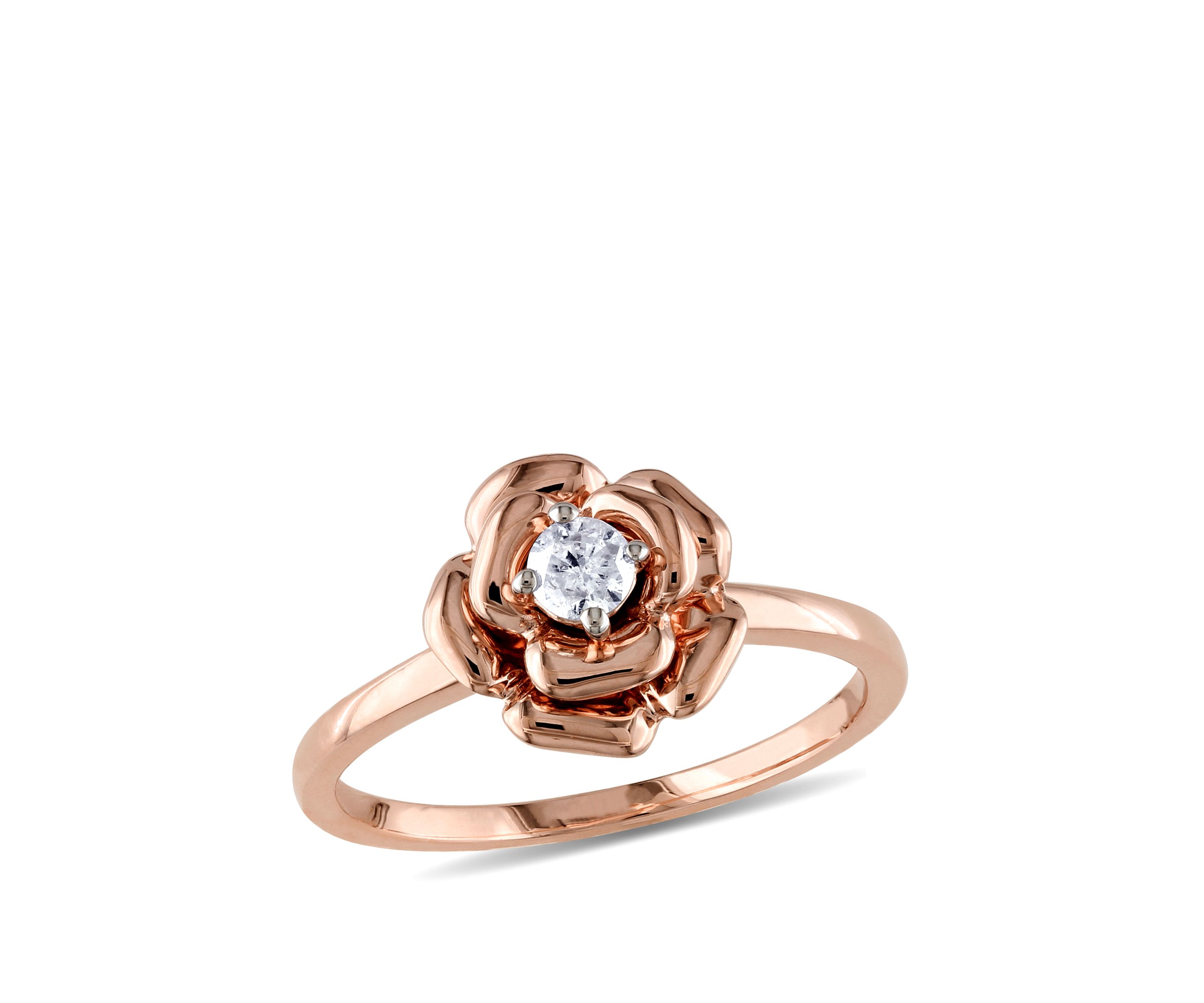 Diamond Rose Bud Ring in 10K Rose Gold