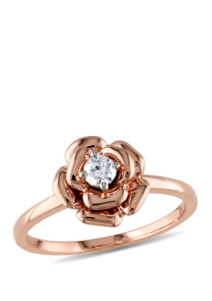Diamond Rose Bud Ring in 10K Rose Gold
