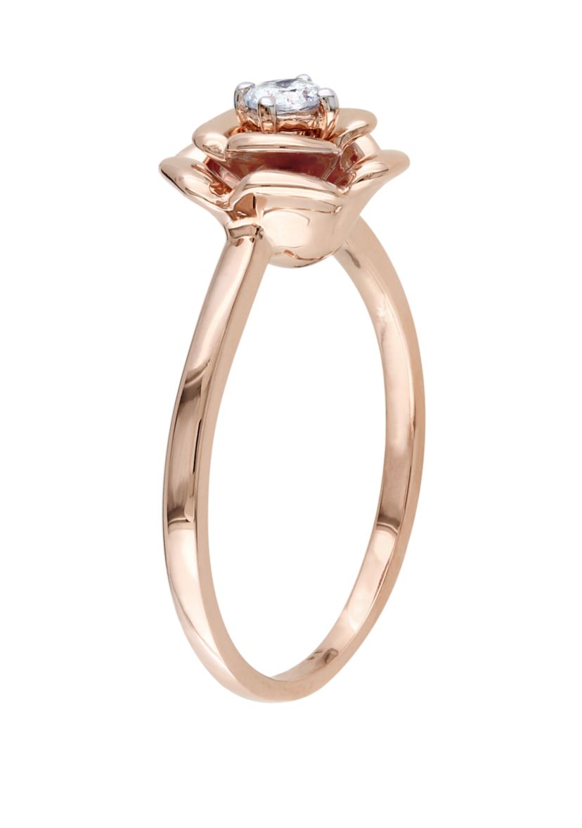 Diamond Rose Bud Ring in 10K Rose Gold