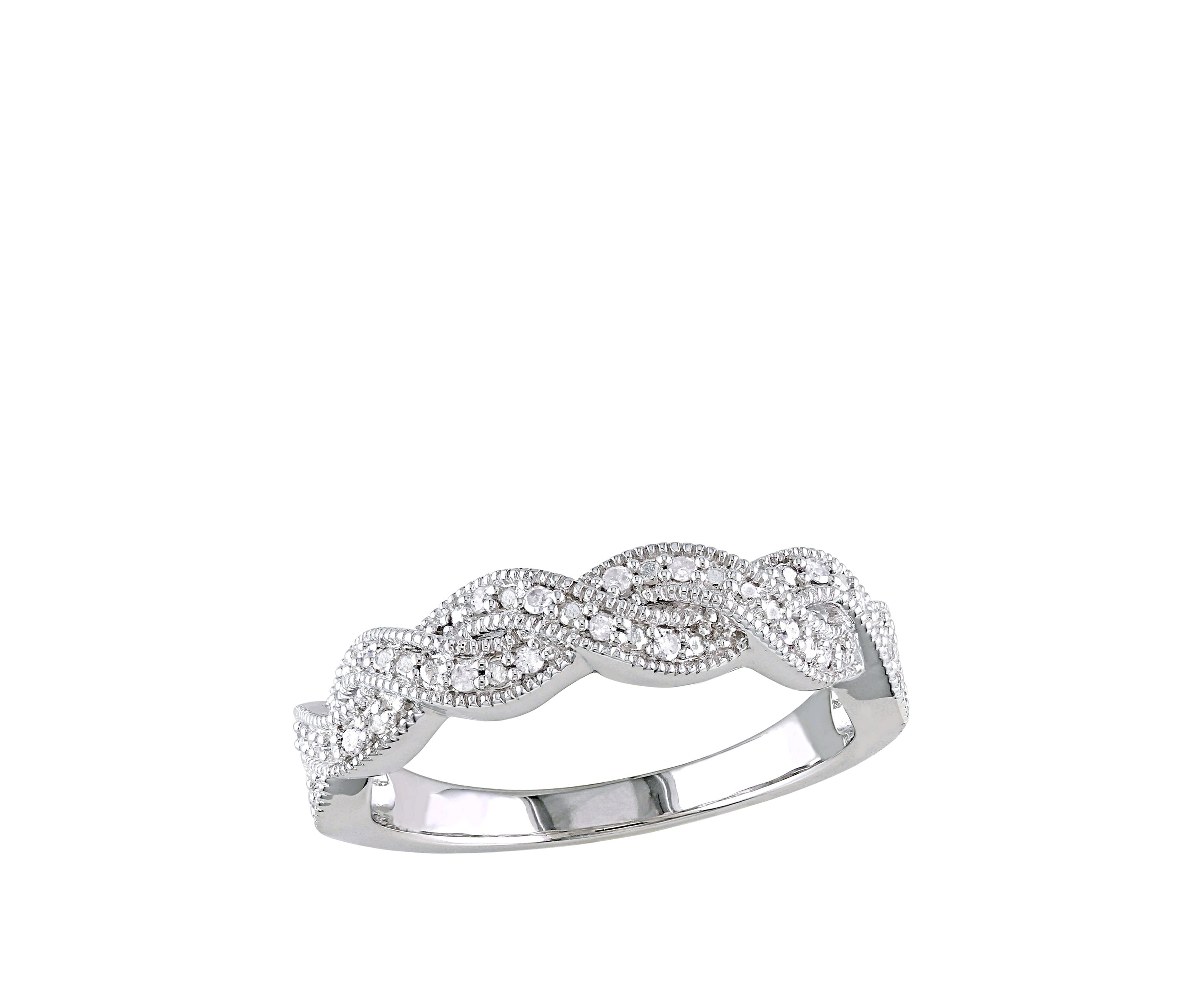 Diamond Twist Ring in Sterling Silver