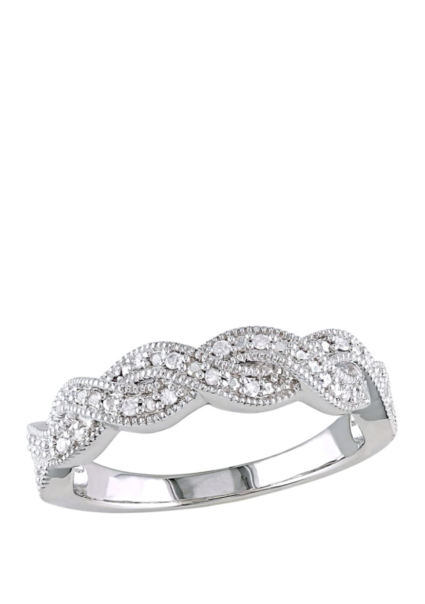 Diamond Twist Ring in Sterling Silver