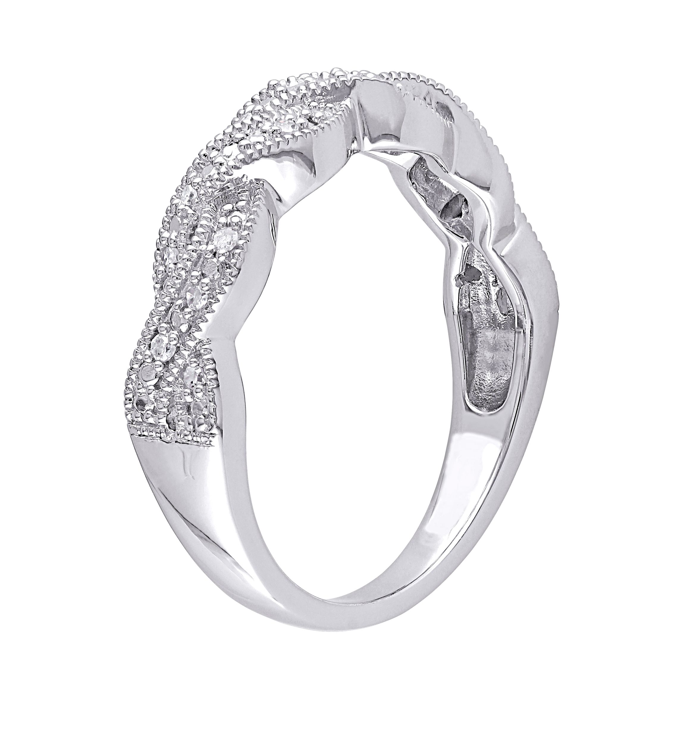 Diamond Twist Ring in Sterling Silver